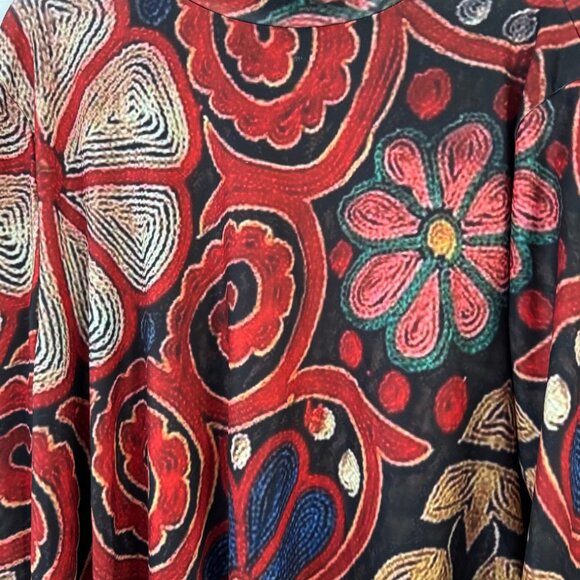 Mock Turtleneck Tunic Top High Low Fall Colors Geometric Print XL NEW - Picture 3 of 3